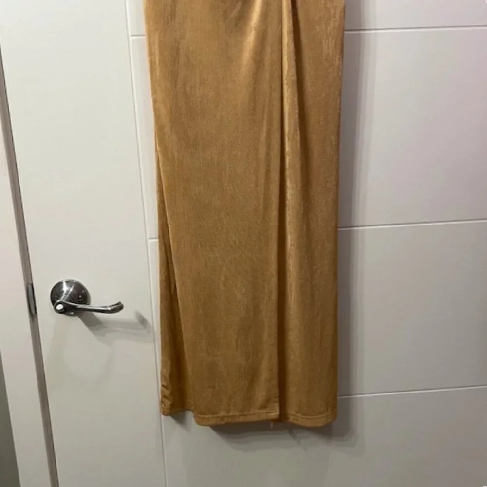 NWT Significant Other Ivy Mini Skirt Midi Overlay Sand Gold Tan US Size 6